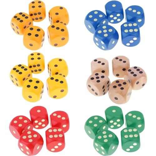 5 Piece 3cm Wooden Dice D6 6 Sided Dotted Dice for D&D TRPG DND MTG Toy Table Card Games