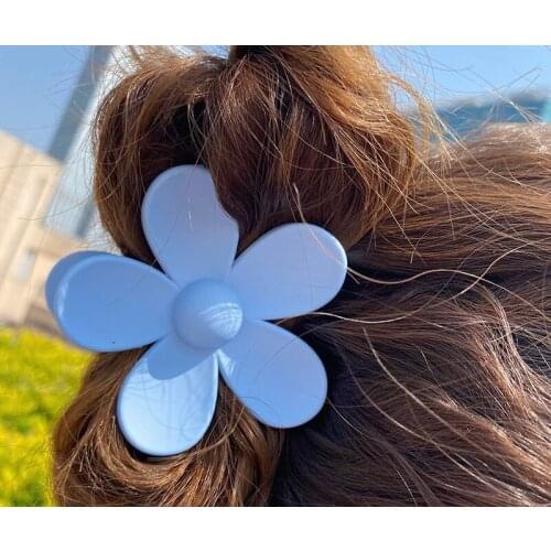 Fashion Big Blue Flower Plastic Hair Claws Pink Acrylic Hair Clip Claw Hairdressing Tool Hair Accessories for Women Party