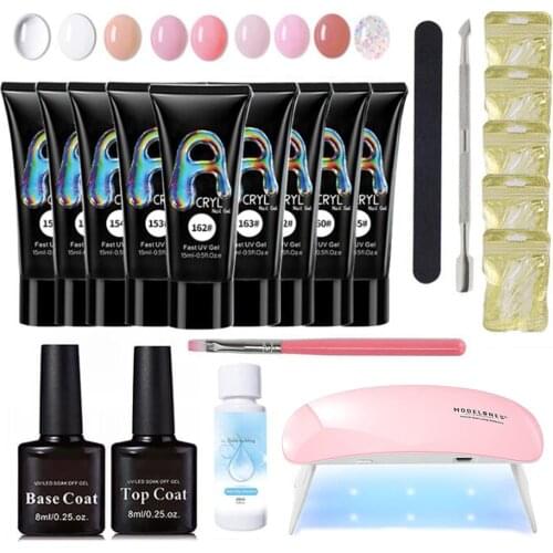 Nail Extension Set Manicure Set Nail Gel Kit Builder Gel Nail Art Tools Crystal Colors Quick Building Natural Gel Polish