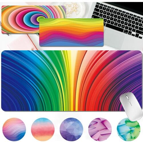 No-slip Computer Gamer Mousepad Portable Home Office Game Mouse Pad Watercolor Pattern PU Leather Big Mouse Pad for PC Laptop