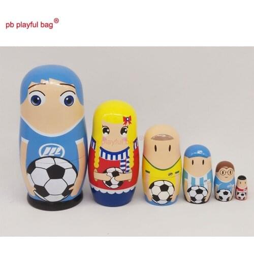 PB Playful bag Six layer football Russian dolls funny wooden toy set crafts Valentines Day gift decorations HG19