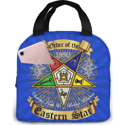 Eastern Star Canvas Portable Cooler Lunch Bag Fashion Thermal Insulated Food Bags Food Picnic Lunch Box Bag for Men Women Kids