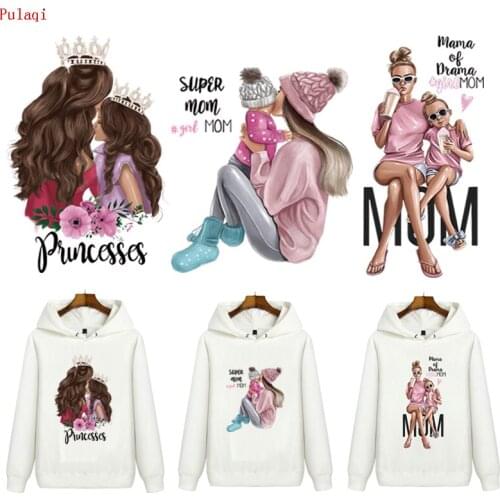 Pulaqi Mother Boy Girl Stripes Heat Sensitive Patches Thermo Stickers On Clothing Iron On Transfers For Clothing Flower Applique