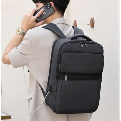 REJS LANGT Anti-theft Bakcpack Men Office Work 15.6 Inch Laptop Backpacks with USB Charging Simple Waterproof Travel Mochila