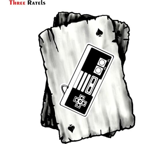 Three Ratels FC12 B&W Ace Playing Cards Design With Old School Gamer Motif Vinyl Car Sticker Decal Car Decal