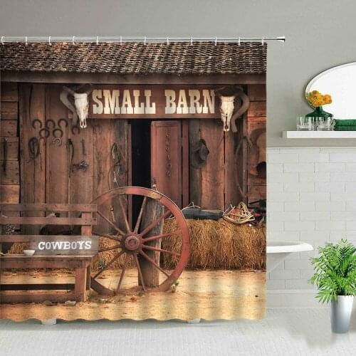 Retro Nordic Style Countryside Street Art Waterproof Shower Curtain Bathroom Renovation Home Decoration