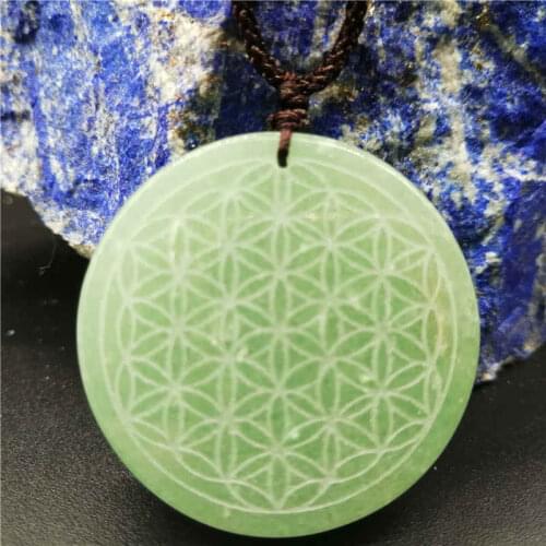 High quality natural Dongling jades stone quartz pendant pendulum flower of life pendants rope chakra pendule necklace