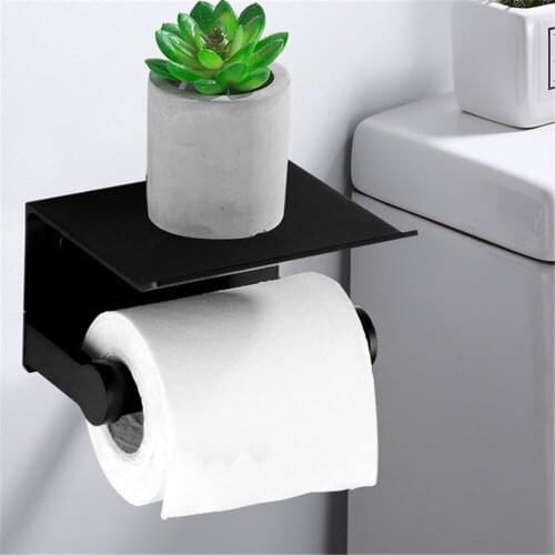 Tissue Boxes Punching Free Toilet Paper Holder With Phone Shelf Wall-Mounted Kitchen Napkin Storage Rack Multi Home Organizer
