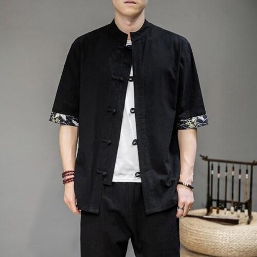 Yukata Kimono Japones Style Summer Online Chinese Stand-up Collar T-Shirt Kimono Samurai Costume Haori Japanese Pajama Men V1986