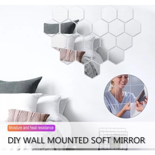 9/16 Pcs Mirror Wall Sticker Reflective Self-adhesive Diy Pet Crystal Mirror Wall Decals Waterproof Наклейки На Стену