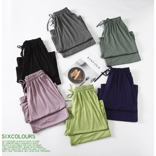 2020 Womens Trousers Modal Spring Autumn Bottom Loose Sleep Pants Ladies Pajama Pant Bottoms Female Leisure Home Pants