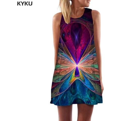 KYKU Brand Butterfly Dress Women Animal Vestido Sexy Colorful Short Psychedelic Beach Womens Clothing Tassel Sleeveless Tunic