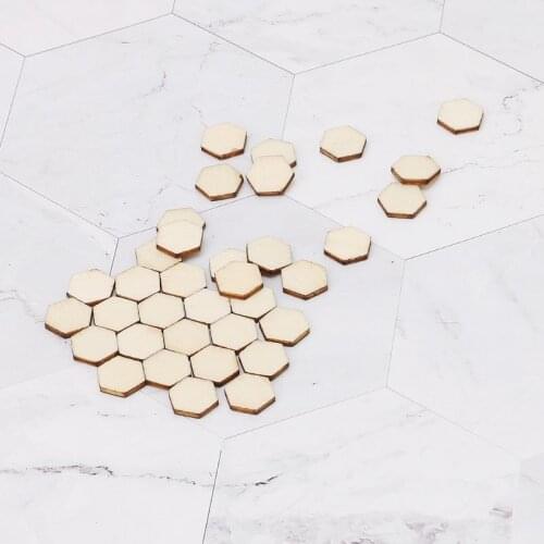 100 pcs Cut Wood hexagon Embellishment Wooden hexagon Shape Craft Wedding Decor QX2E