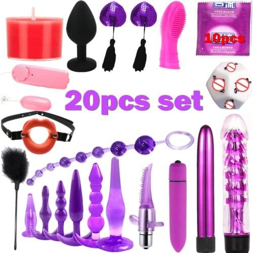 20pcs set Silicone Anal Dildo No Vibrator Male Prostate Massager Anal Beads Plug G Spot Butt Plug Masturbation Anal Sex Toys
