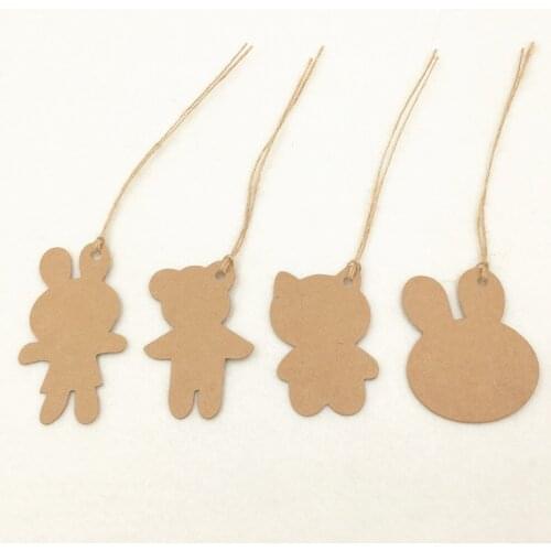 200pcs /lot animal shape Label for Wedding party Wish Greeting Card Price/ kraft Gift Hang Tag with 200pcs rope