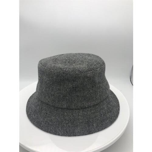 2019 Autumn Winter Women Bucket Hat Caps Chic Plaid 6 Colors Fisherman Panama High Quality Tweed HatsMOQ50