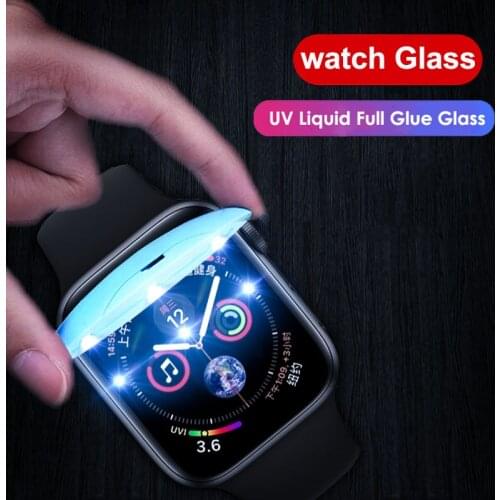 2020 New 21D Tempered Glass Screen Protector for Apple Watch Series 5 4 Full Cover UV Glue 40 44mm Film 38 42mm Screen Protector