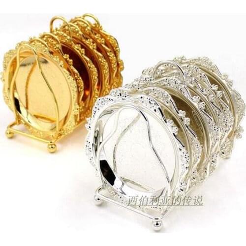 6PCS/set 10cm round metal bar coffee house drink cup coaster heat insulation pad bar table mats placemat cup coaster 340B