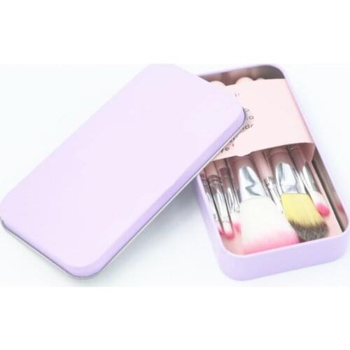7 cosmetic brush cartoon set pink black tin box cosmetic brush