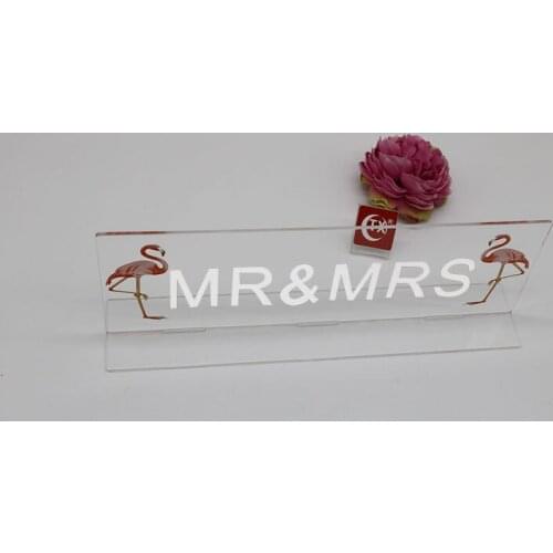 Acrylic Tansparent Wedding Signs Flamingo Mr and Mrs Signs for Wedding Table Decoraitons Bridal Shower Engagement Photo Props