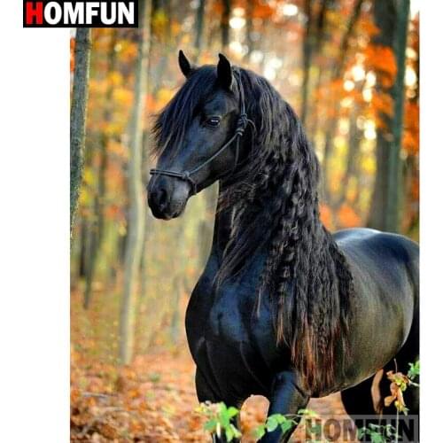 HOMFUN Full Square/Round Drill 5D DIY Diamond Painting "Animal horse" Embroidery Cross Stitch 5D Home Decor Gift A14327