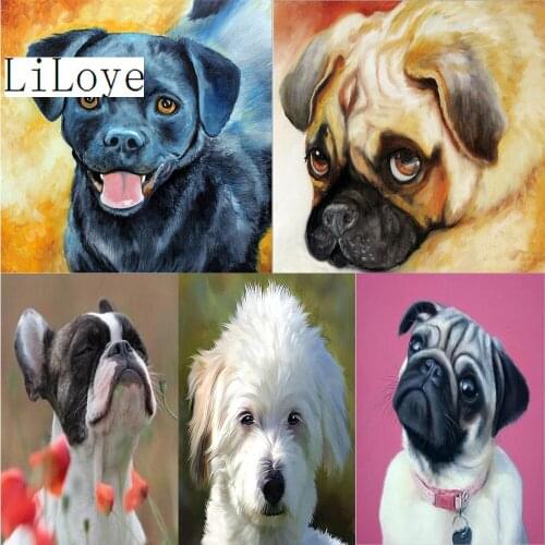 LI LOYE 5D DIY Diamond Painting Crystal Dog head expression Pictures Drill Embroidery Pattern Full Square Rhinestone Mosaic FZ79