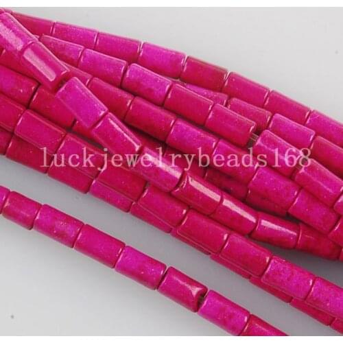 Free Shipping Fashion Jewelry 4x6mm Rose Howlite Column Loose Beads 1Pcs 15.5" FG6058