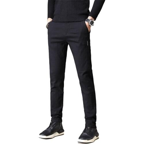 Summer mens casual trousers trend fashion slim stretch straight-leg cotton casual pants Mens business casual