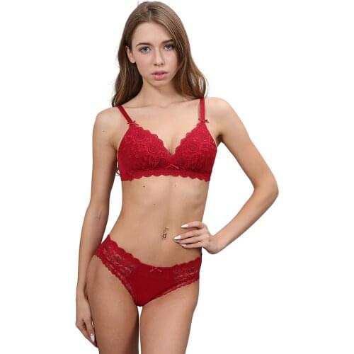 US $9.9 Flower Embroidery Bra Wire Free Set Underwear Women Linghtly Lined Mesh Patchwork With Bow Lingerie Brassiere