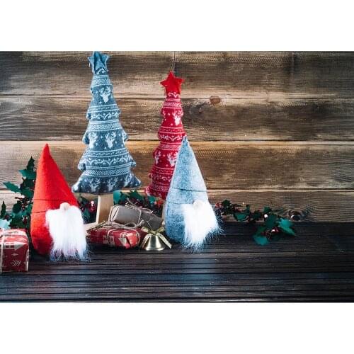 Wooden Board Christmas Tree Gift Decors Photography Backdrop Vinyl Cloth Background for Children Baby Photoshoot Photo Studio