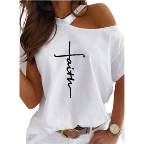 4XL 5XL Women Plus Size Casual One Shoulder Letter Printed T-Shirt Top Summer Loose Cute Tee Fashion Tops Female Street T-shirts