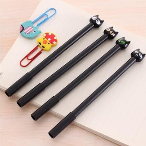 4Pcs 0.5mm Gel Pen Cute Black Cat Gel Pen Kawaii Stationery Creative Gift School Supplies Dropshipping Freeshipping