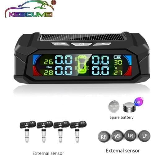 Kebidumei Color Screen New Solar Power TMPS Car tire pressure monitoring system auto wheel alarm device external sensors