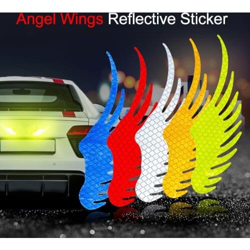 Creative Personality Car Reflective Stickers Cartoon Anime Angel Wings Reflective Warning Sticker Safety Car-covers Accessories