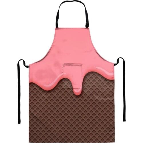 3D icecream Pattern Kitchen Cooking Apron With Pocket Adjustable Aprons Household Kitchen Sleeveless Waterproof Cleaning Tools