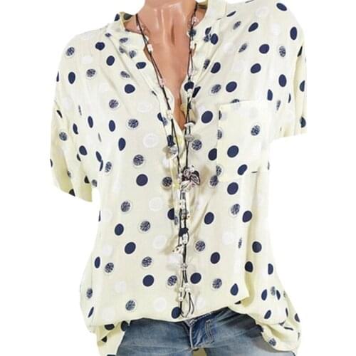 Fashion Wave Shirt Casual Short-Sleeved Shirt Women New Large Size Shirt Ladies Shirt