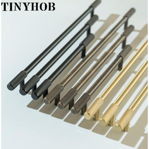 Knurled Kitchen Cupboard Door Handles Gold Black Cabinet Hardware Bronze Knob and Handle Drawer Pull Brass Furniture Accessories
