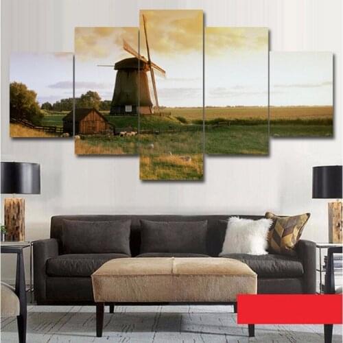 Dutch windmills 5 pcs Modern Home Wall Decor Canvas Picture Art HD Print Painting On Canvas for Living Room