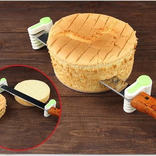 2 Pcs / Set 5 Layers Cut Bread Knife Splitter Toast Slicer Plastic Cake Bread Cutter Fixator for Kitchen Bakeware Tool
