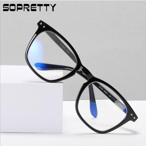 Square Frame TR90 Spring Leg Anti-blue Light Reading Glasses For Men and Women Hyperopia Eyeglasses R91104 PD:62mm
