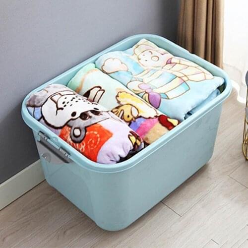Clothes Organizer Large Plastic Storage Box Solid Color Bed Under Closet Storage Box Quilt Clothing Container Sundries Rangement