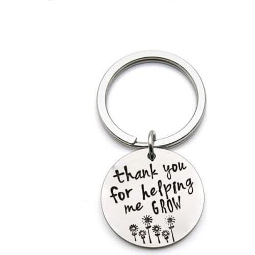 Thanksgiving gift Thank you for helping me grow keychain stainless steel pendant