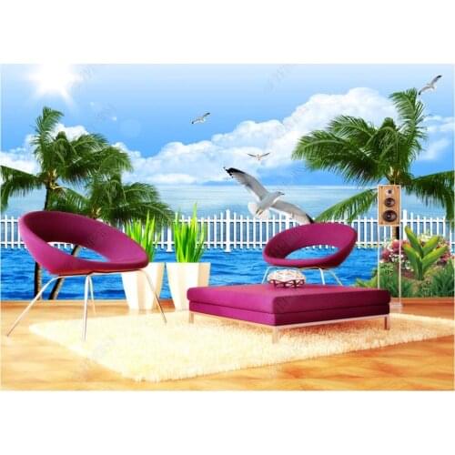Custom photo wallpaper for walls 3 d mural Beautiful sea seaside landscape seascape fresh TV sofa background wall painting decor