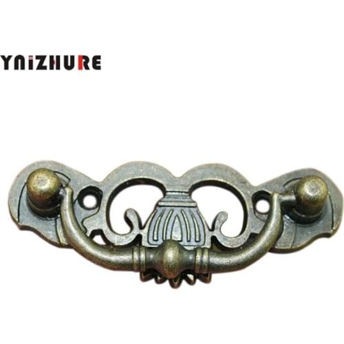 80*30mm 8Pcs Vintage European Alloy Wooden Gift Box Handle Knobs Flower Handles Chinese Furniture Hardware Bronze Tone