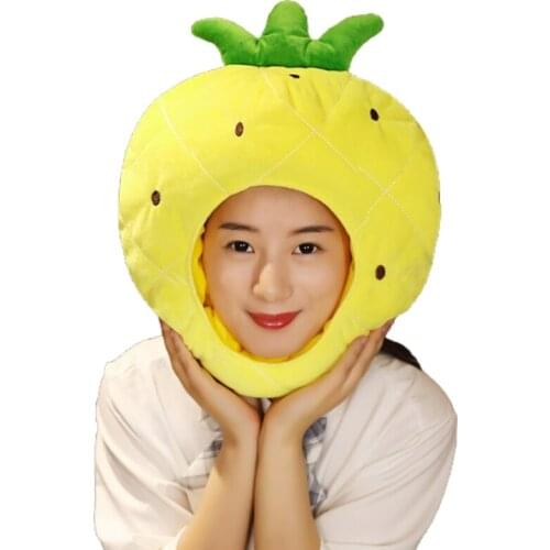 Lovely Cartoon Pineapple/Tomato/Prince Frog/Sunflower Shape Plush Hat Funny Tropical Fruit Stuffed Toys Headgear Warm Cap