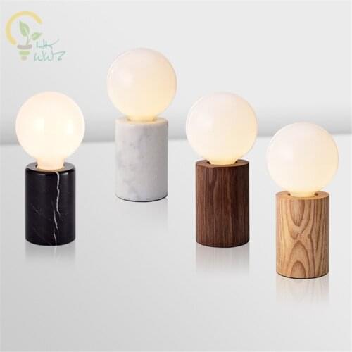 Modern Wood Table Lamps Nordic Marble Desk Lamp Home Decor LED Table Lights E27 Lamparas Lighting for Bedroom Bedside Reading