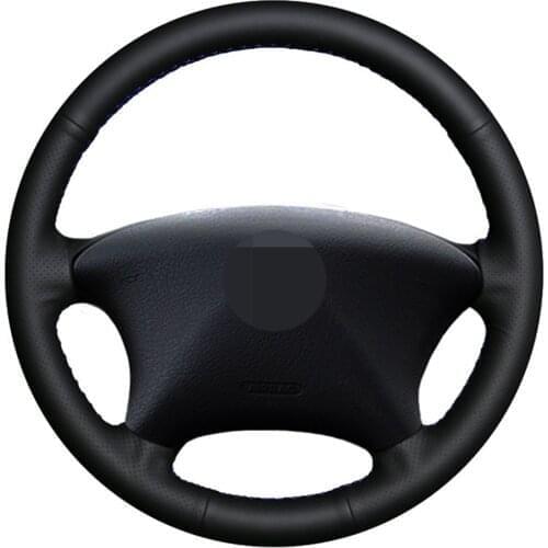 Car Steering Wheel Cover Hand-stitched Black Genuine Leather For Citroen Xsara Picasso 2003-2010 Peugeot Partner 2003-2008