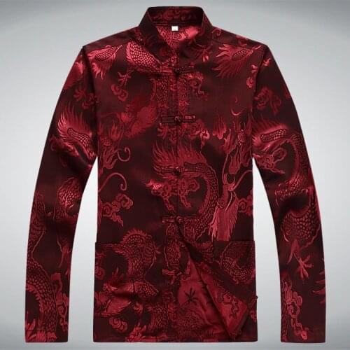 Traditional chinese clothing for men long sleeve shirt chinese traditional cotton kung fu clothing tang suit men chinese tops