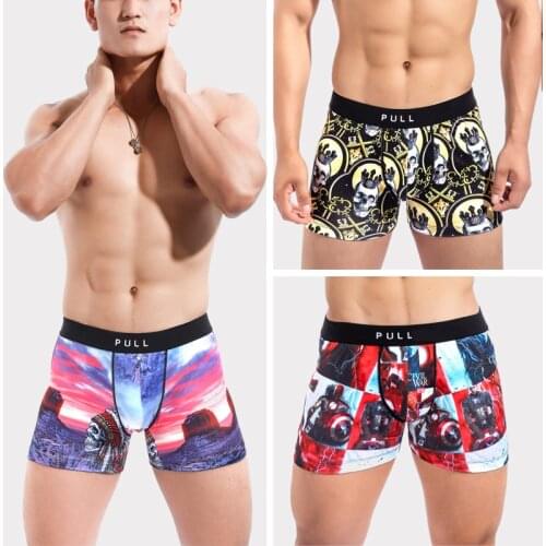Boxer mens underwear men Lycra underpants male pure men panties shorts underwear boxer skull soft smooth cosy marve