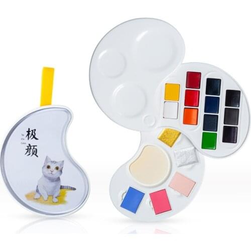 Superior Mini Solid Watercolor Paints Set Travel Portable Watercolor Paints with Palette Sponge Painting Art Supplies